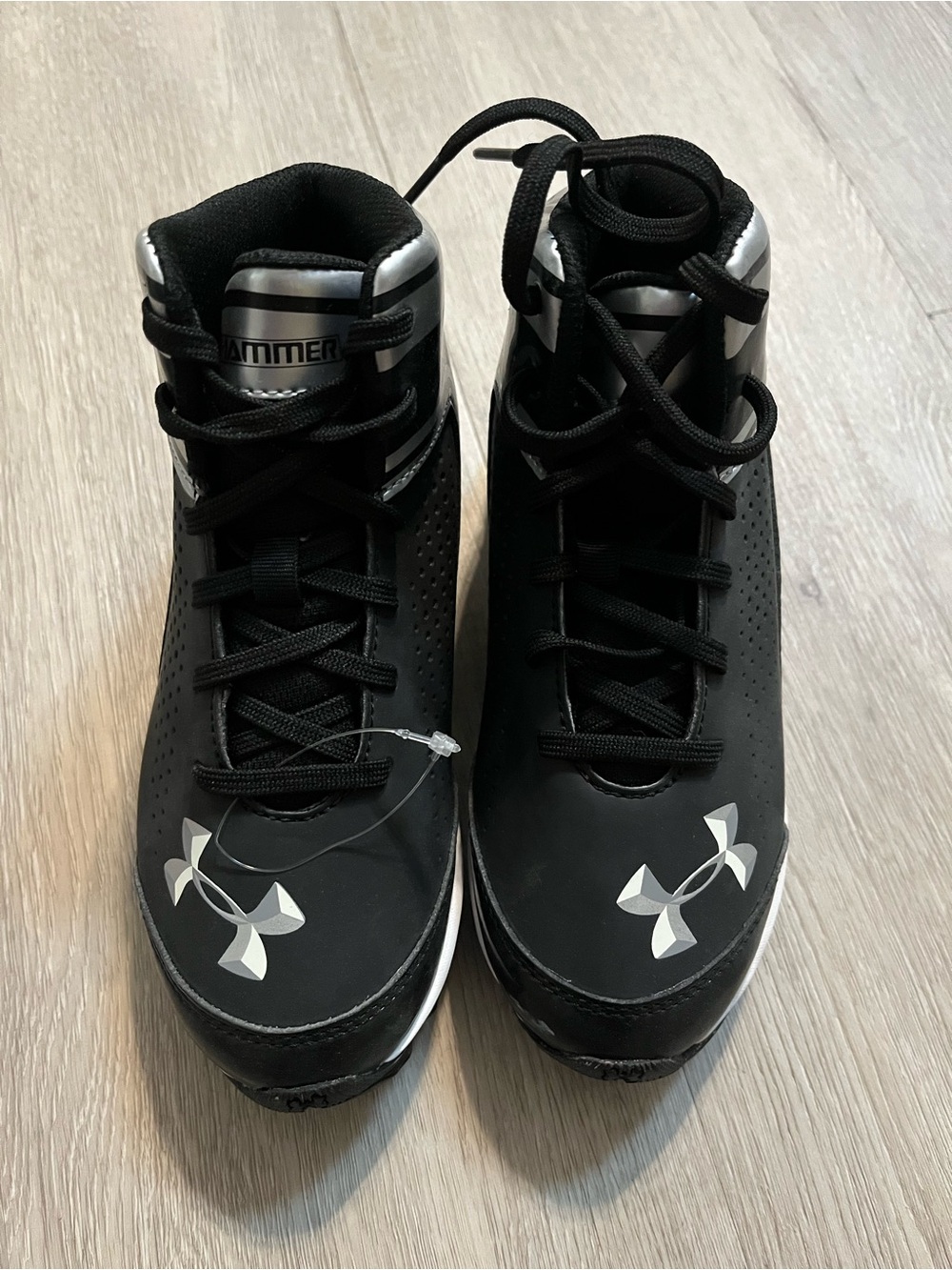 Under Armour Black and Silver Kids' High-Top Sneakers